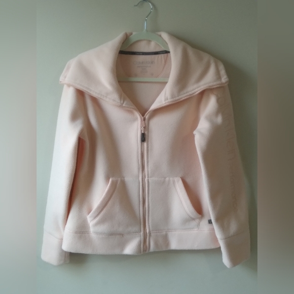 CALVIN KLEIN Performance Soft Fleece Pink Peach Full Zip Jacket Small - Picture 1 of 12